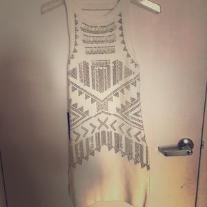 Bebe white bodycon dress with stud detail; Size M